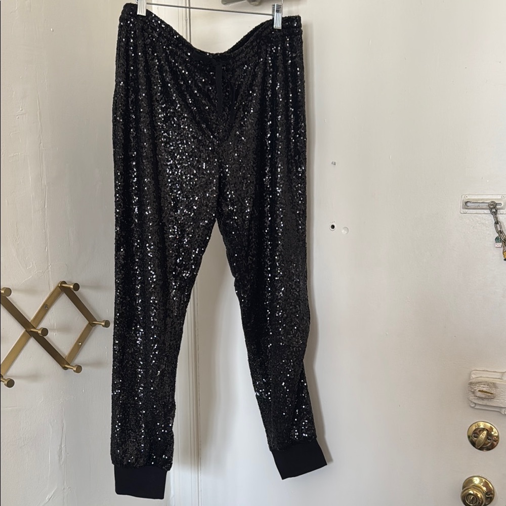 Black Sequin Jogger Pants Victoria Secret